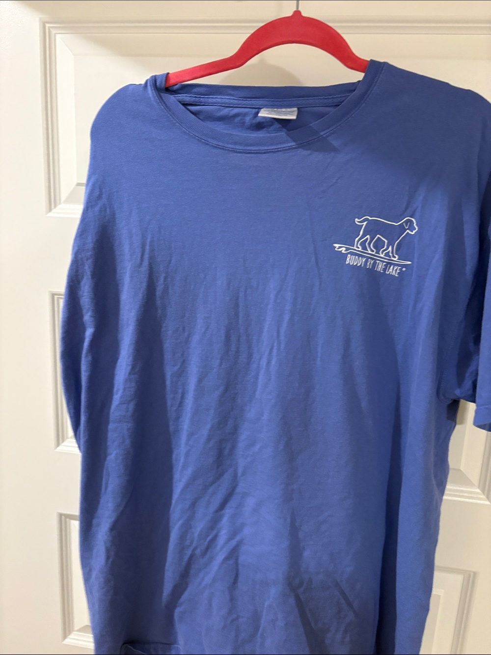 Blue Short Sleeve Tee with White Dog Logo